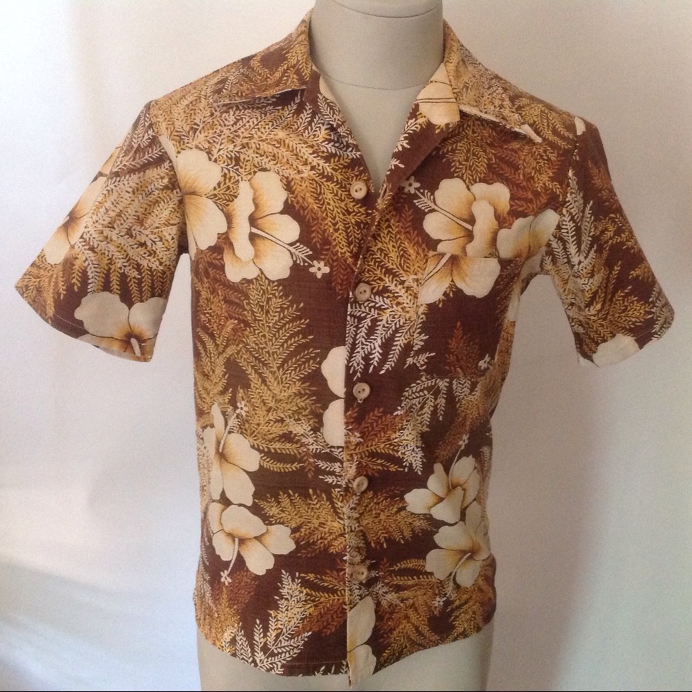 Vintage barkcloth Hawaiian mens shirt
